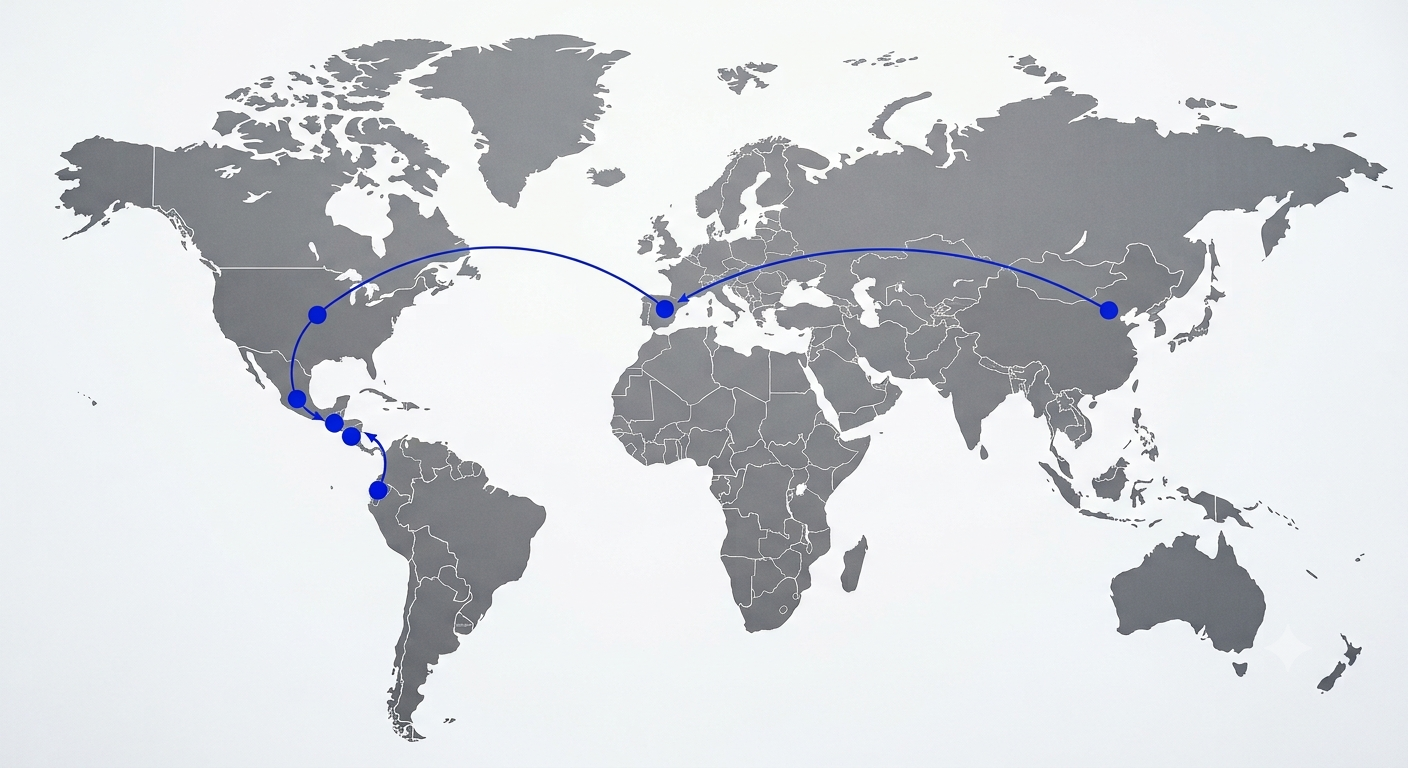 IBAC global production network across USA, Mexico, Guatemala, El Salvador, Ecuador, Spain and China
